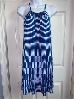 3 for $20 CUPIO Royal Blue and White Striped Halter Swing Dress Sleeveless Small